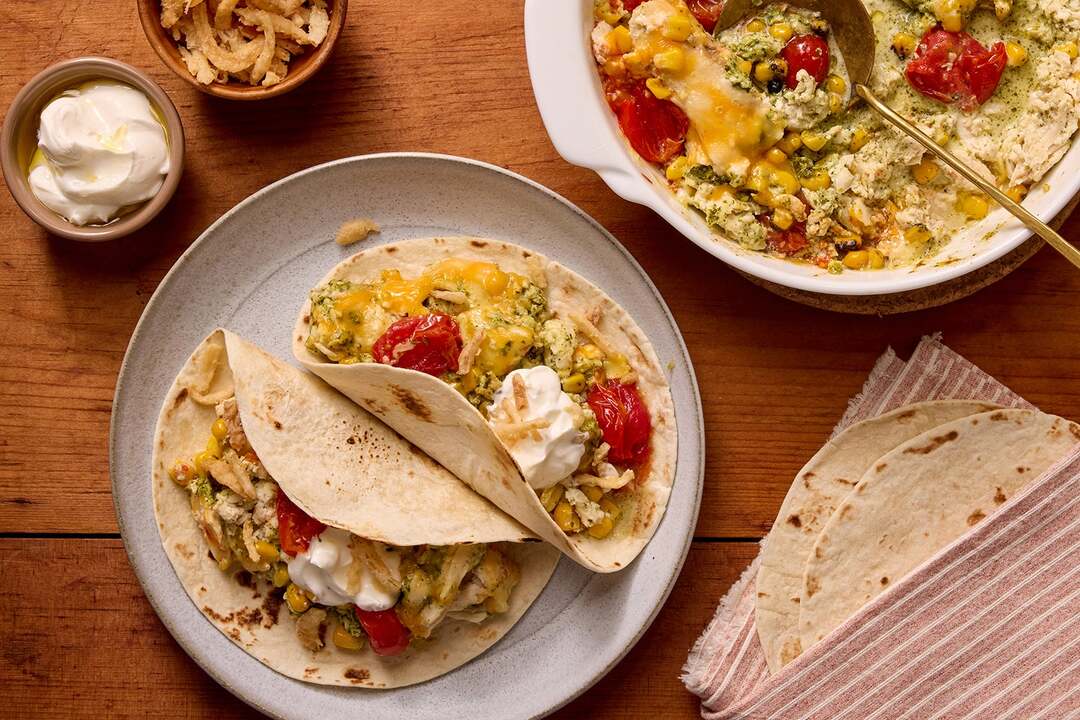 Baked Cilantro Pulled Chicken Tacos