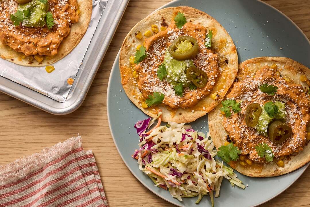 Cheesy Corn & Pinto Bean Tostadas