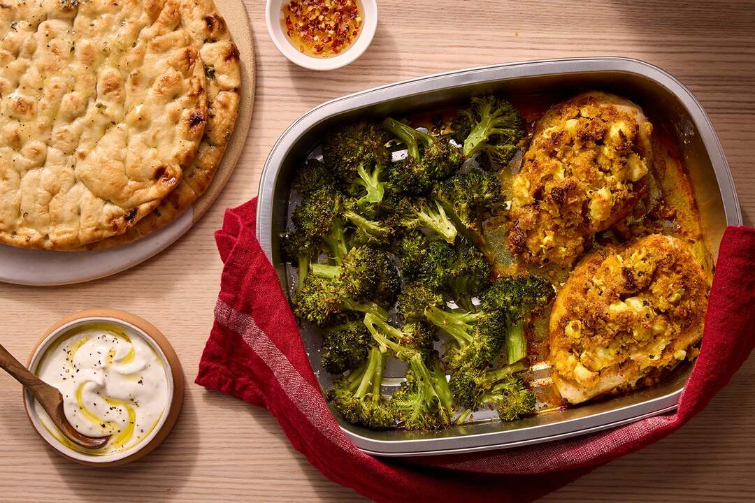 Crispy Feta Chicken & Broccoli