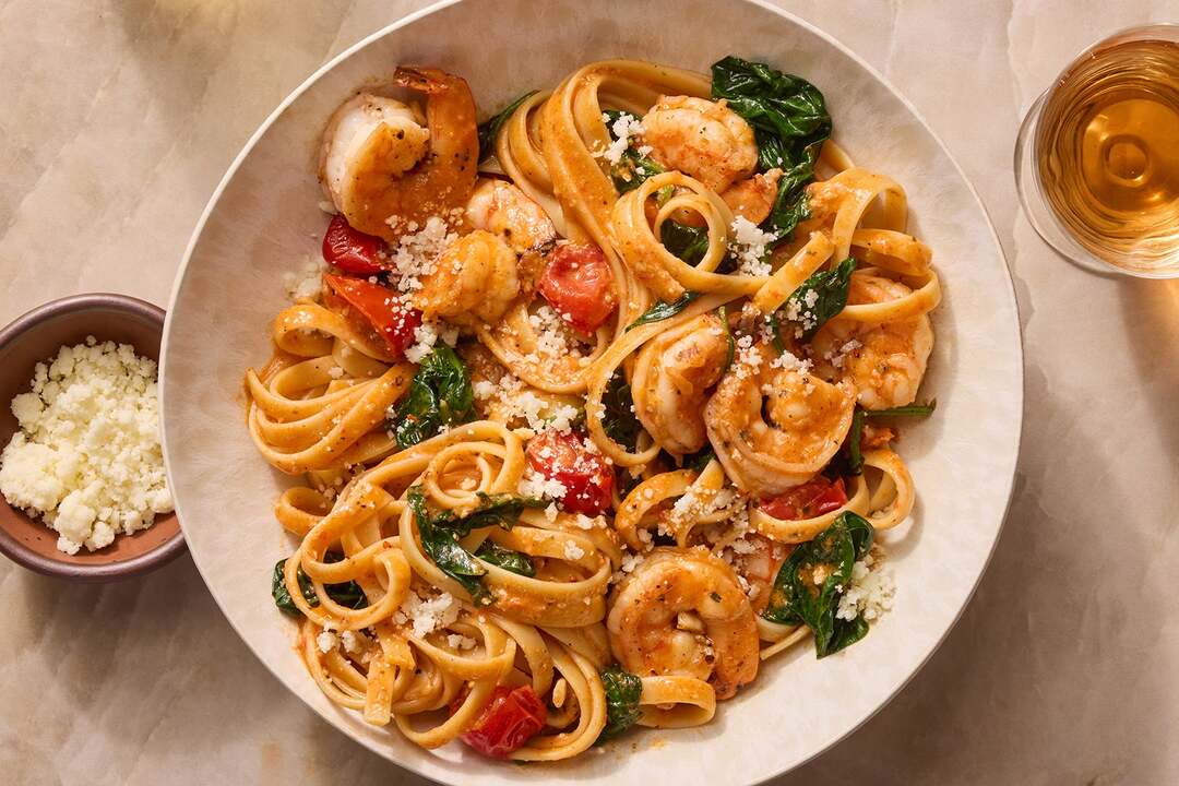 Creamy Shrimp & Romesco Fettuccine