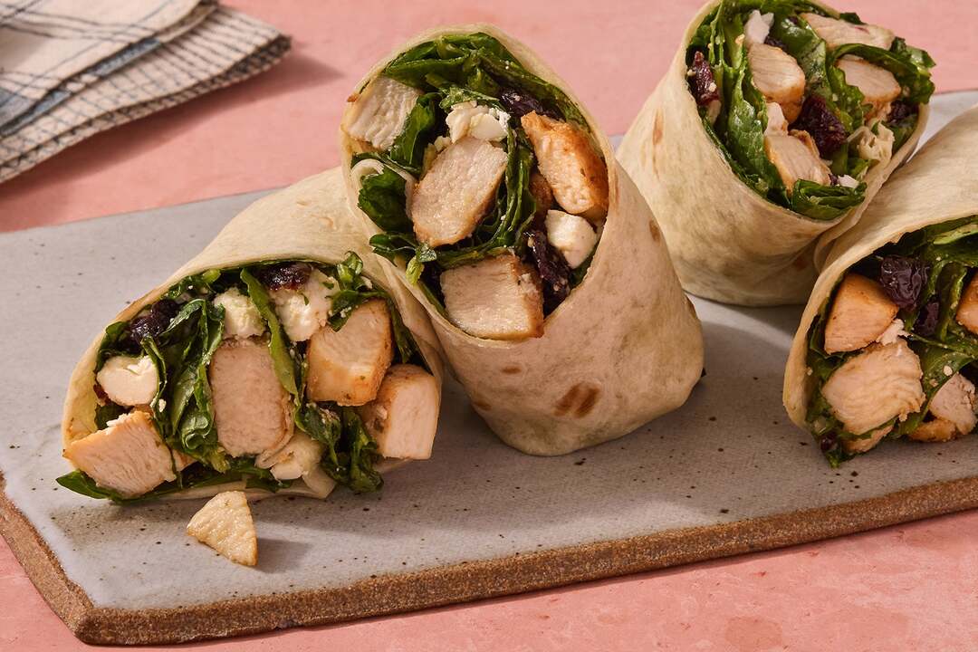 Chicken, Feta & Baby Kale Wraps