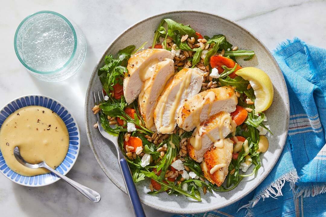 Honey Mustard Chicken & Farro Salad Testing