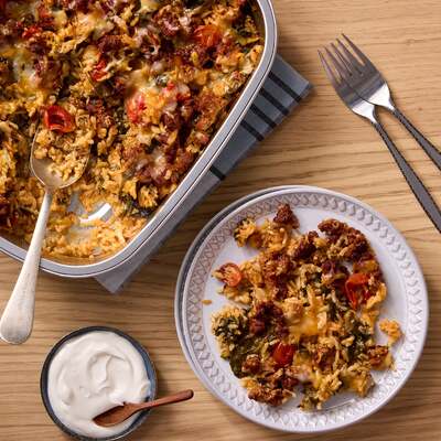 Tomatillo Chorizo & Rice Bake