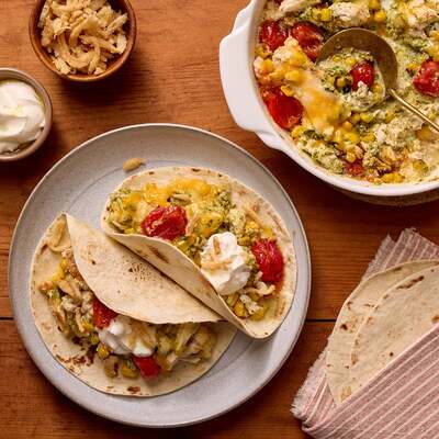 Baked Cilantro Pulled Chicken Tacos