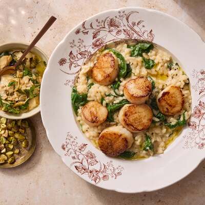 Seared Scallops & Garlic-Herb Risotto