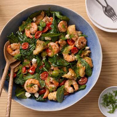 Sheet Pan Shrimp Panzanella