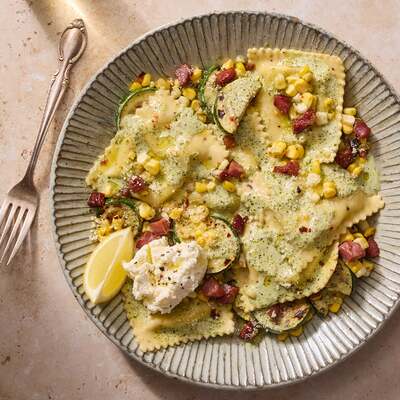 Pesto Pancetta & Five Cheese Ravioli