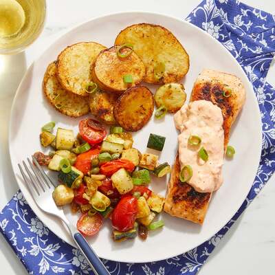 Crispy Skin Salmon & Calabrian Mayo