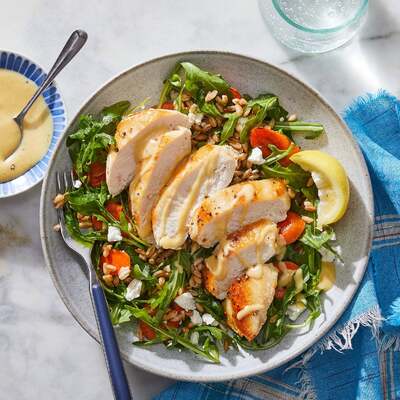 Honey Mustard Chicken & Farro Salad Testing